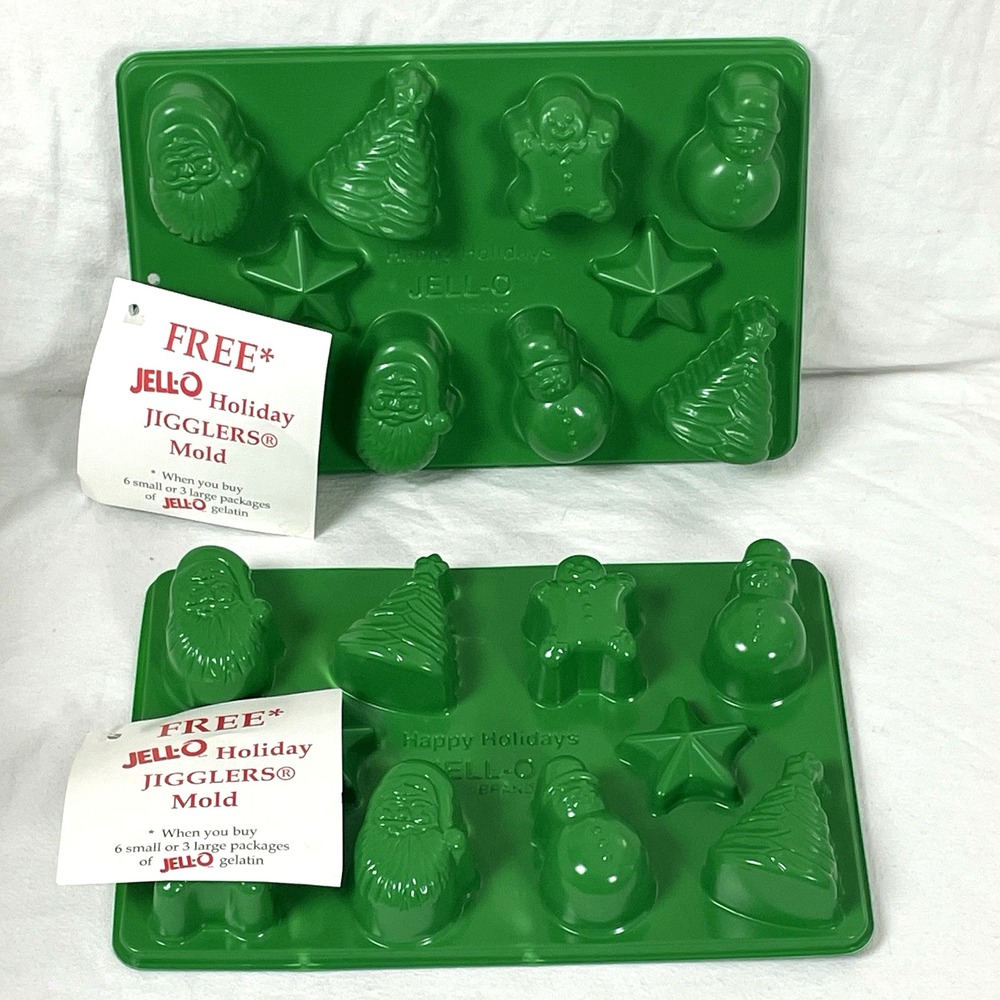 Vintage 1997 JELL-O Jigglers Christmas Molds Santa Snowman Set of 2 NEW